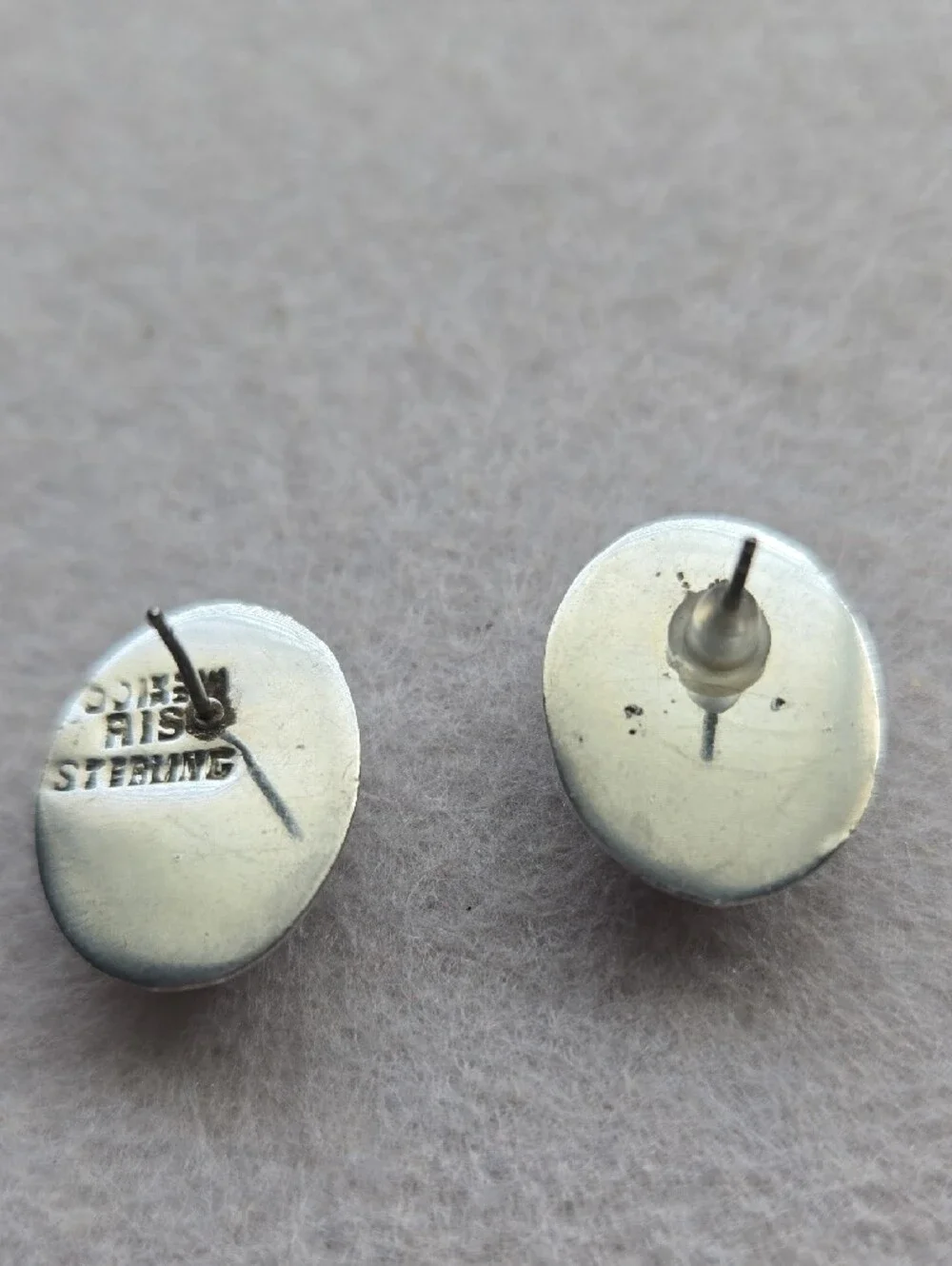 Navajo Oval Black Onyx Sterling Silver Stud Earrings